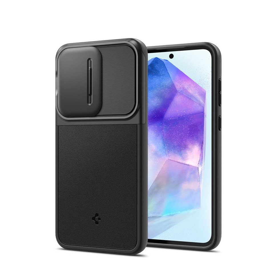 Samsung Galaxy A55 Optik Armor Hybrid Case Hülle mit Cam-Slider (ACS07535) - Schwarz