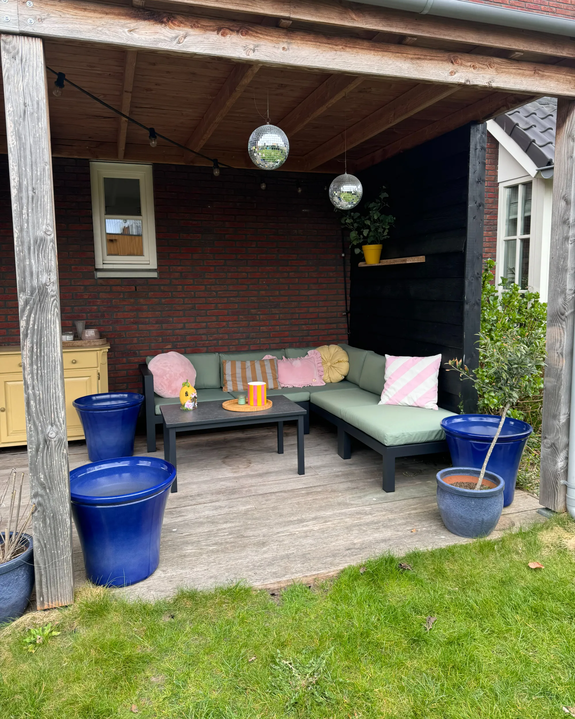 Tuin hoekloungeset met tafel 5-zits MESSINA linkszijdig Metaal Groen