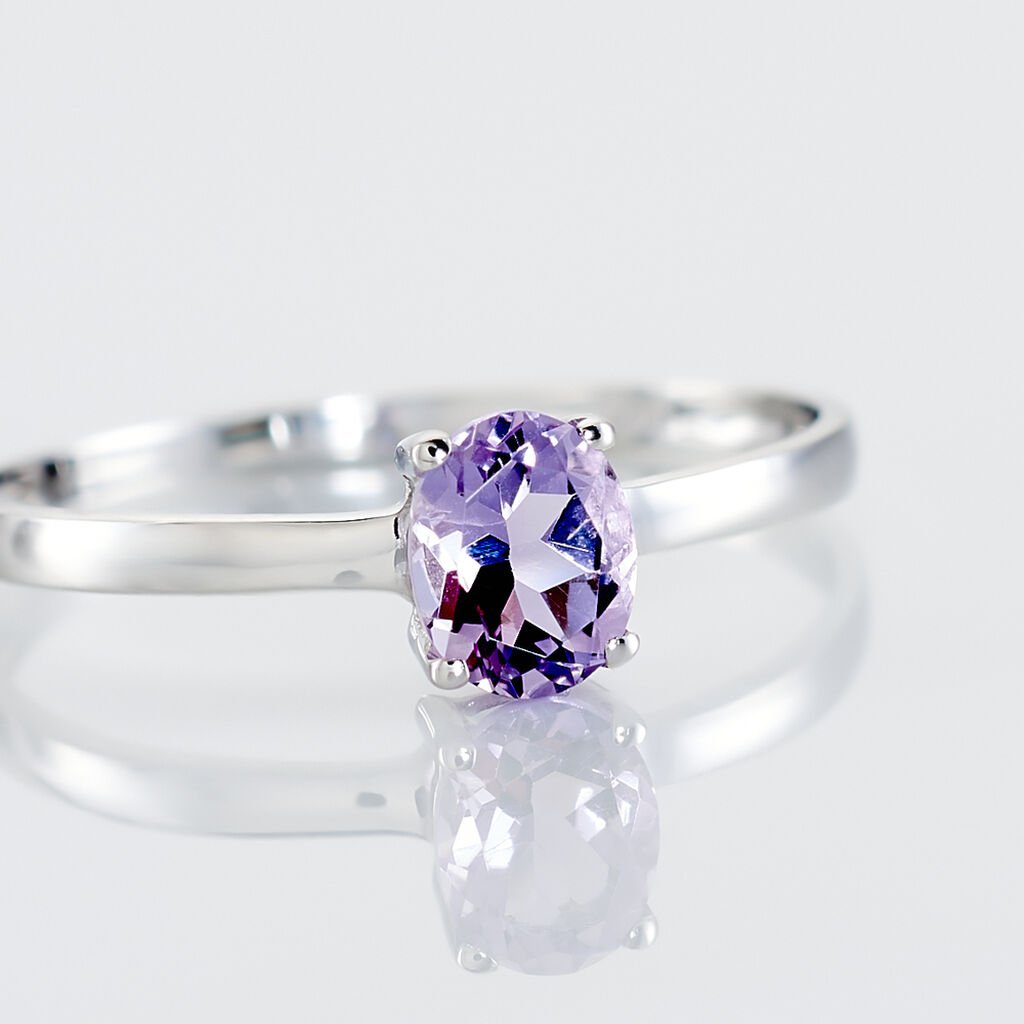 Bague Lily Or Blanc Amethyste