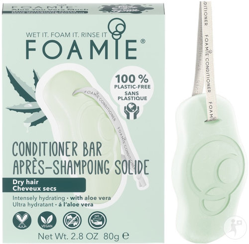 Foamie Aloe You Vera Much Après-Shampoing Solide Végan À L'Aloe Vera Cheveux Secs 80g