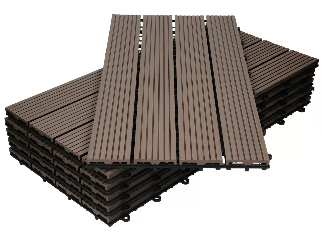 Lot de 5 panneaux de sol en WPC 60x30 brun foncé