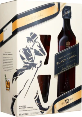 JOHNNIE WALKER BLACK LABEL TUMBLER GIFTSET 70CL