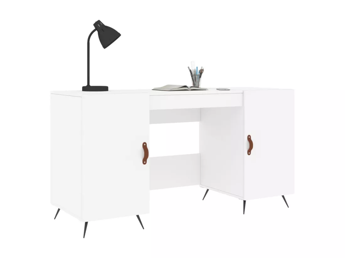 Bureau blanc 140x50x75 cm bois d'ingénierie
