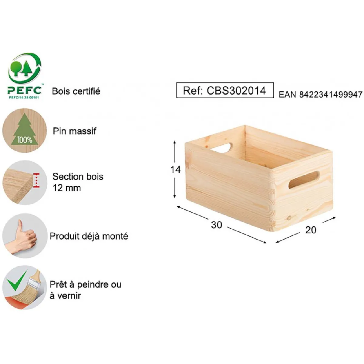 Astigarraga Caisse en bois - Naturel