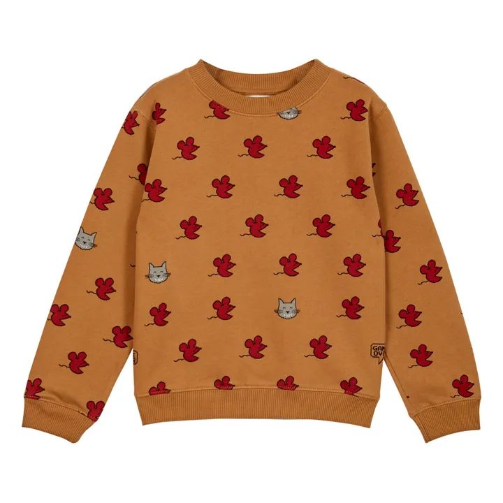 Emile et Ida Sweat Velours Coton Bio Souris | Caramel