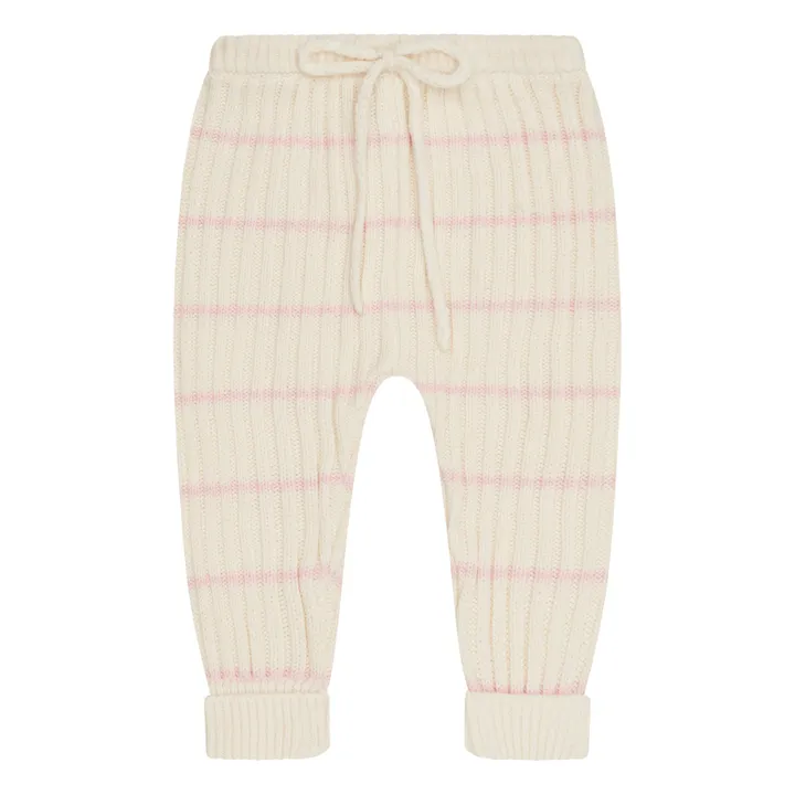 Illoura the Label Legging Tricot Coton Bio Rayé Joey | Ecru