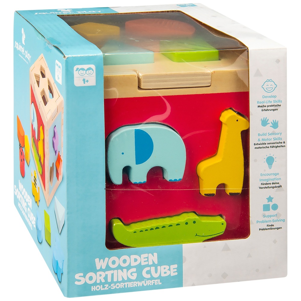 Eichhörnchen-Spielzeug-Sortierwürfel aus Holz