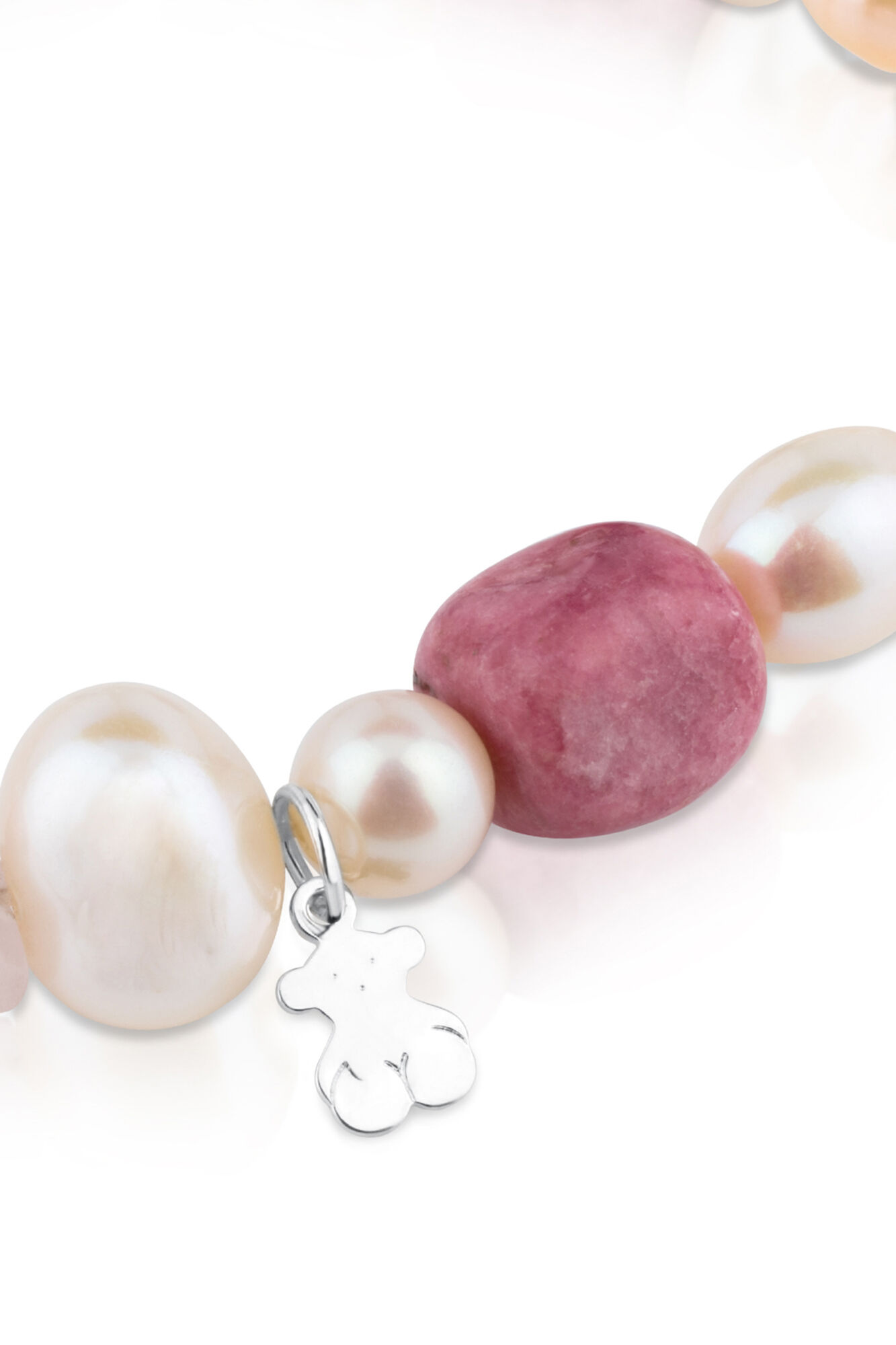 Pulseira prateada com pérolas e pedras preciosas - Cinza