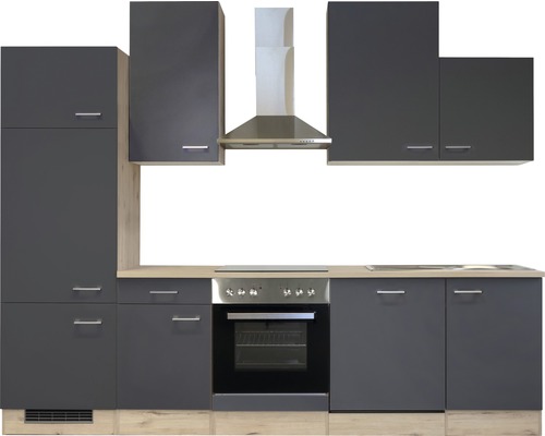 Flex Well keukenblok met apparatuur Tiago 280 cm basaltgrijs mat gedemonteerd omkeerbaar 00011839
