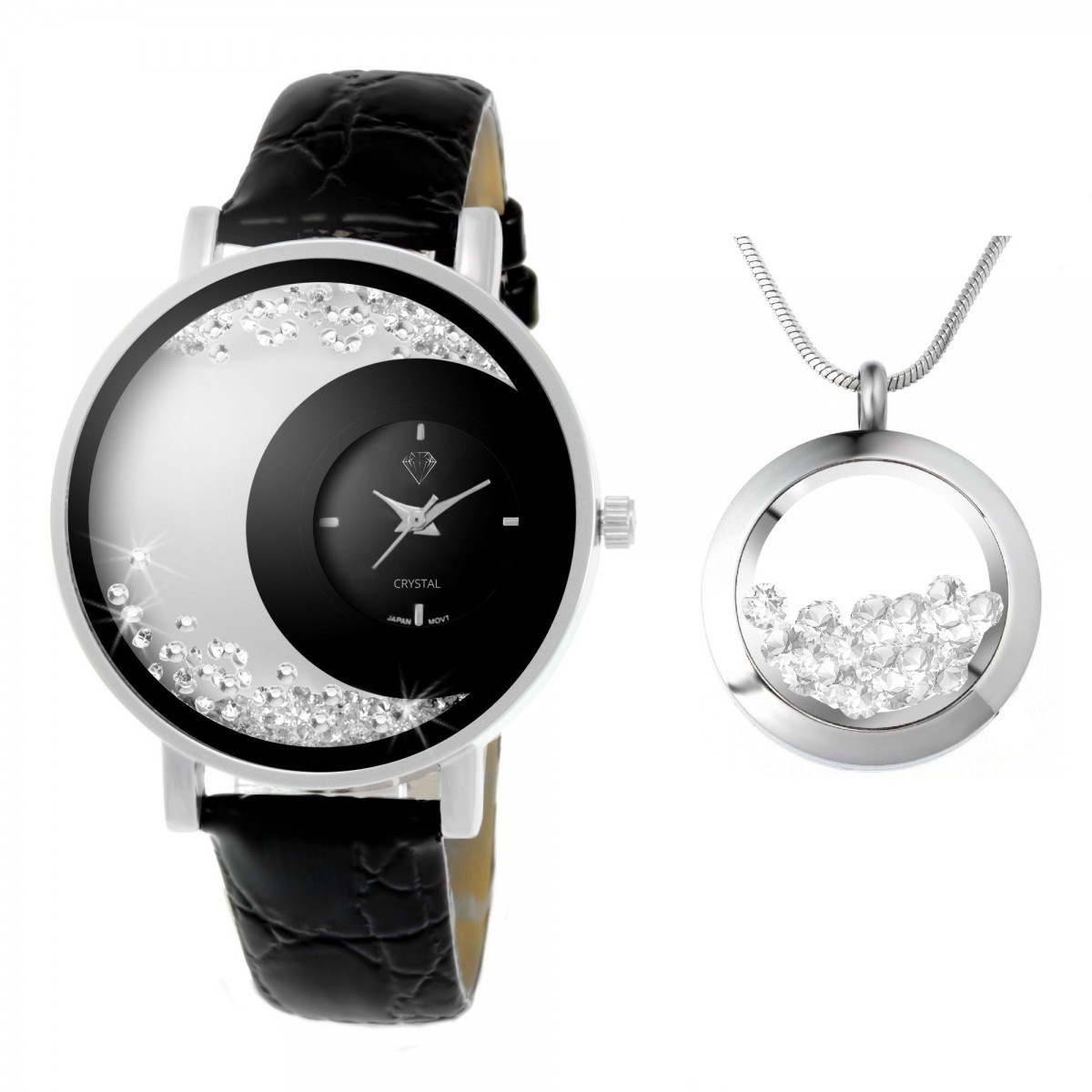 Montre Luna SC Crystal ornée de plus de 100 Cristaux scintillants et son Collier