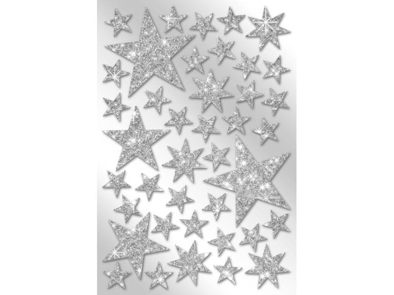 Braun   Company Weihnachtssticker Glitzersterne, Silber Sticker für Weihnachten
