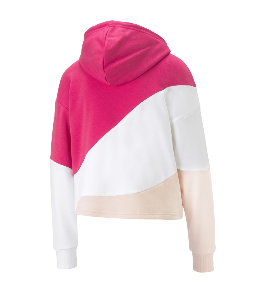 Moletom Puma Power Cat, rosa e branco