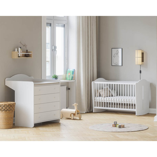 Chambre DUO lit 60x120 Commode MEGEVE Blanc - VOX