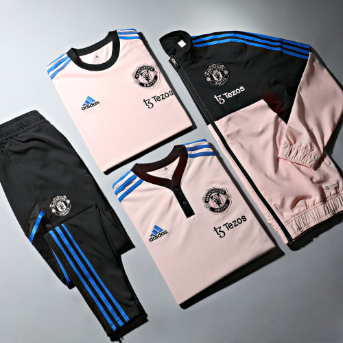 Veste Zippée A Bandes Manchester United HT4297 Rose Noir