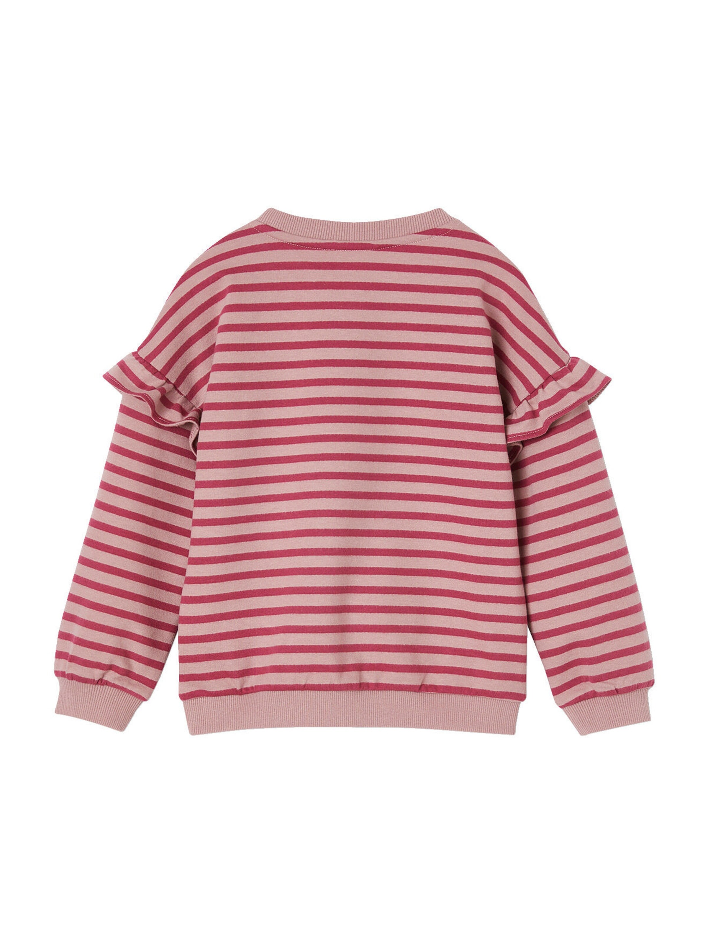Vertbaudet Mädchen Ringel-Sweatshirt, Volantärmel altrosa