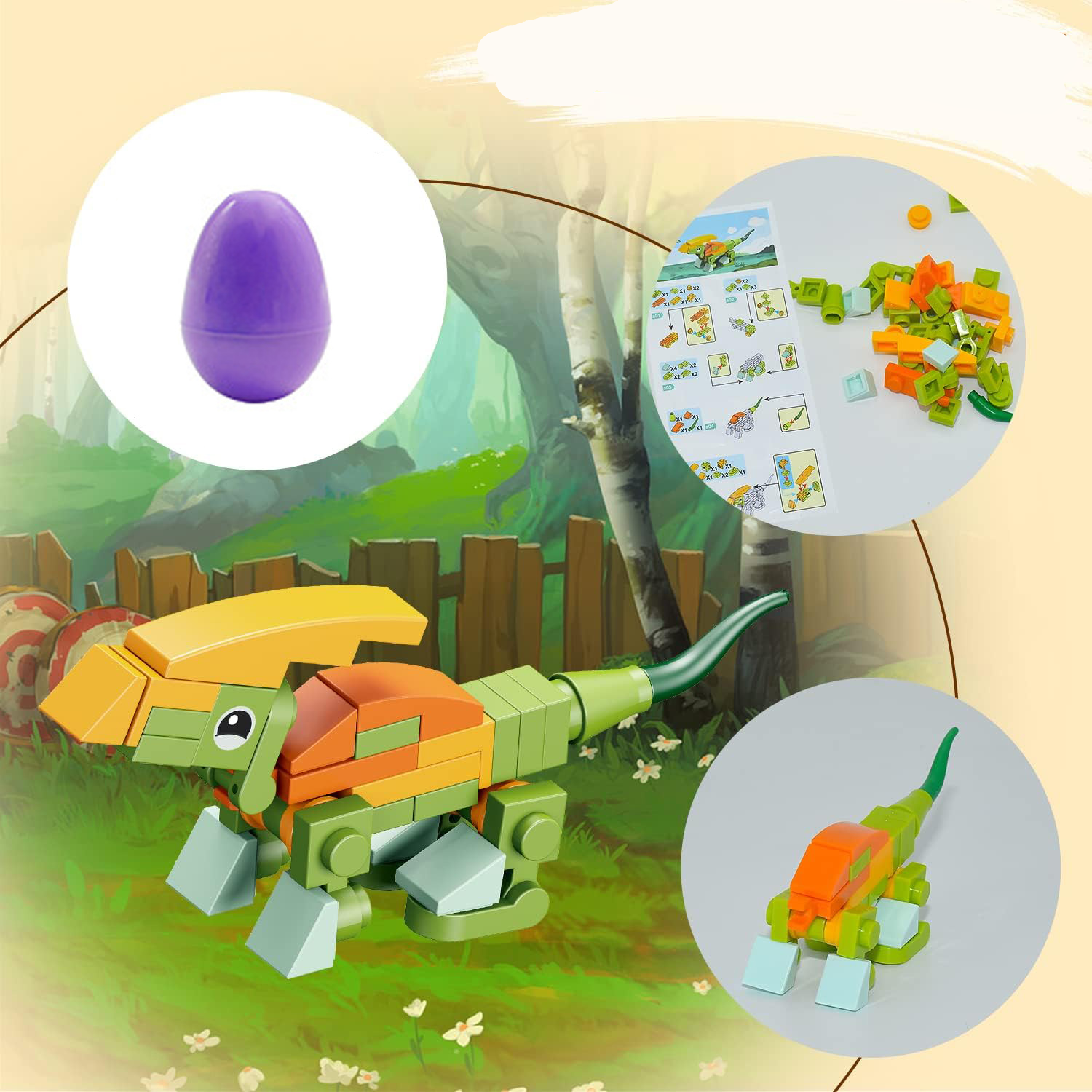 (12er Set) Kinder Oster Geschenk Dino Spielzeug Klemmbausteine Surprise Box - Happy Easter