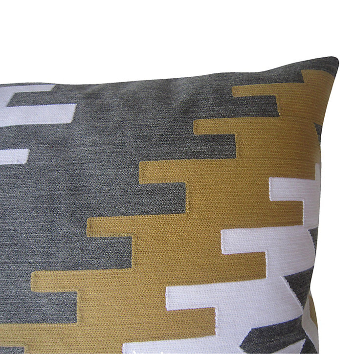 Coussin Suming 45x45 cm Avec broderies géométriques Jaune moutarde