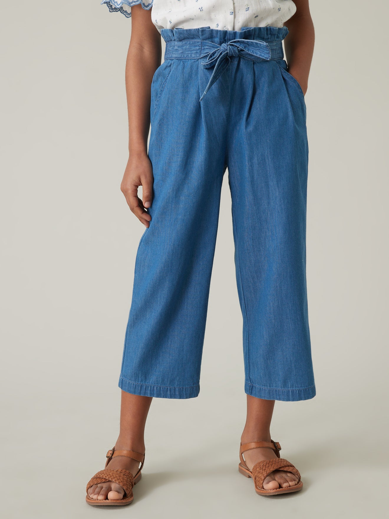 Pantalon large Fille en denim light