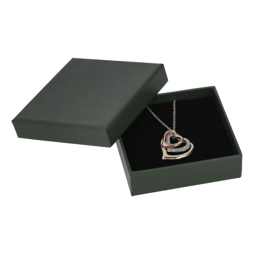 (49cm) Damen Halskette mit Kristall Strass Stein Anhänger Gross - Roségold