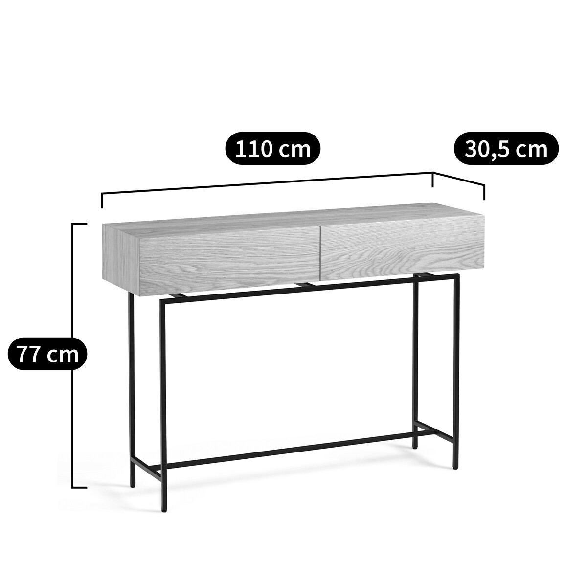 AM.PM<br>Mesa de parede em carvalho, 2 gavetas, Oreko
