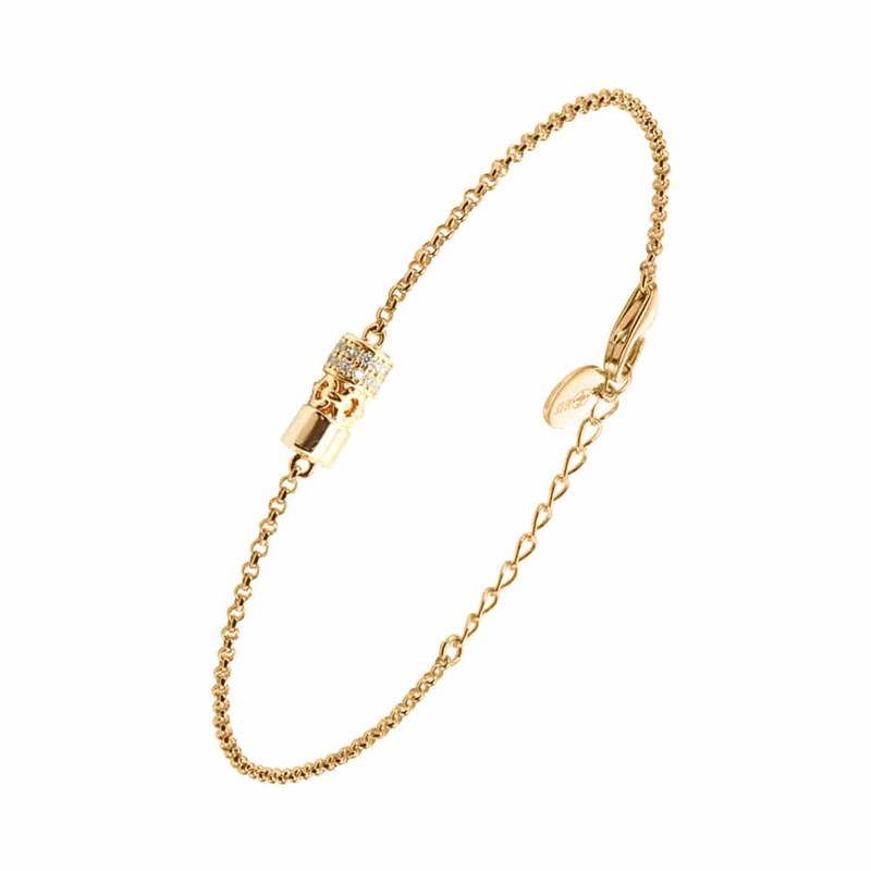 Bracelet  Argent Doré Sissi Sertie De Zirconiums Blanc