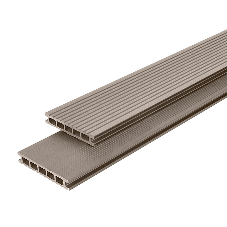 Lame de terrasse composite taupe Neva Klikstrom L. 220 cm x l. 14,5 cm
