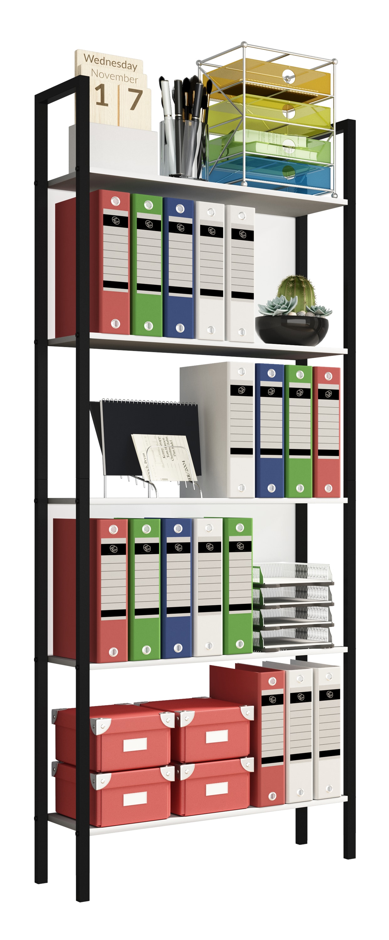 VCM Holz Metall Aufbewahrung Stand Regal Bücherregal Deko Bücher Standregal Flakos 5