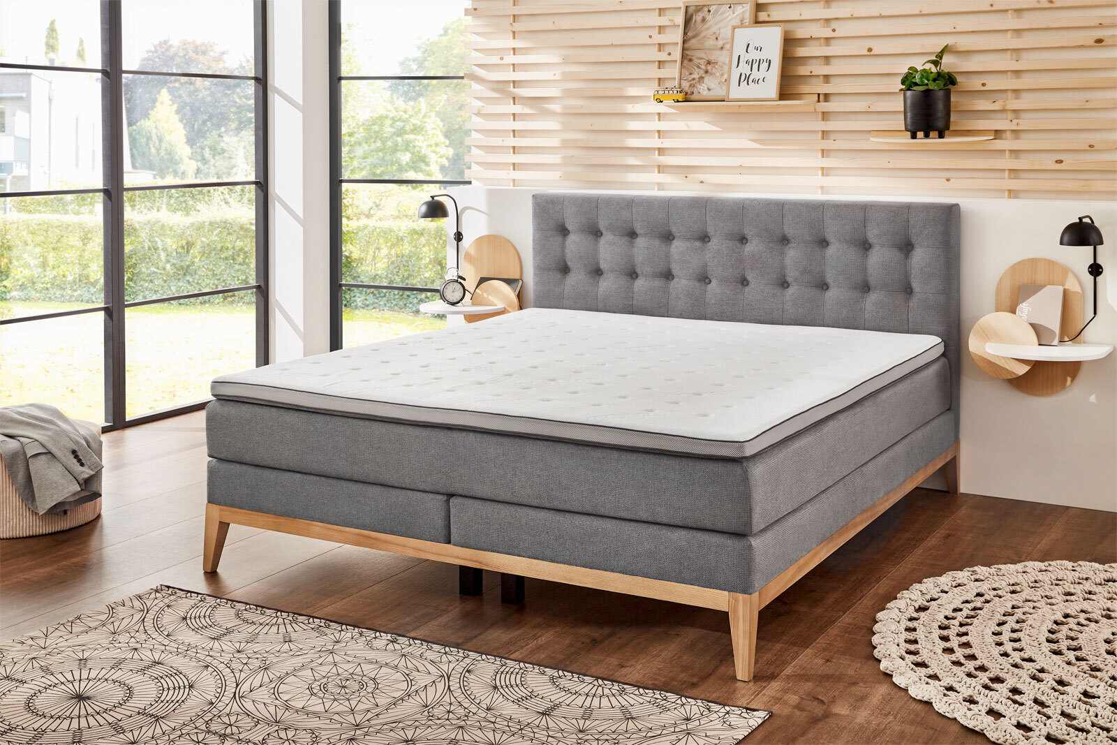 Boxspringbett WESTWOOD grau/ braun
