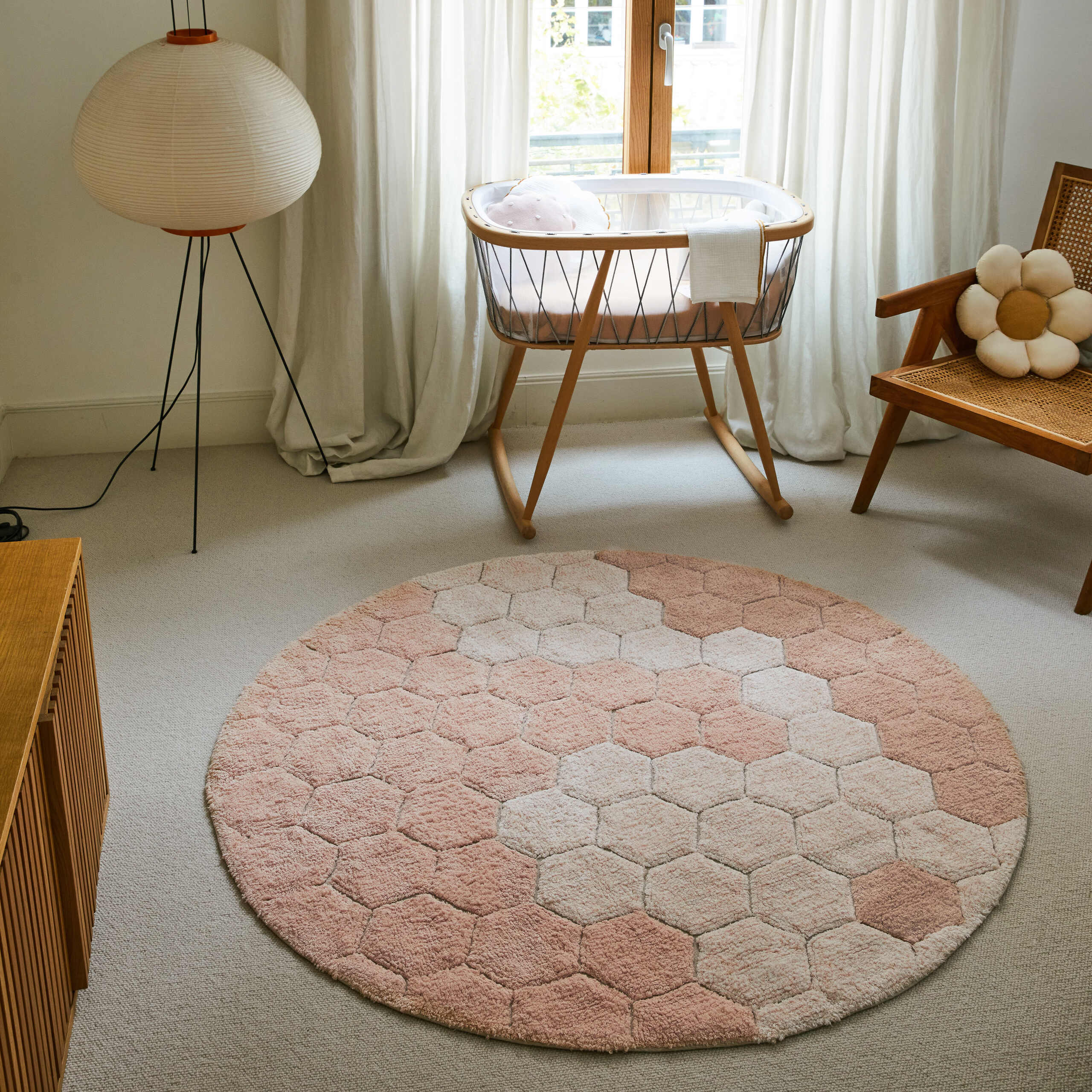 RAYON DE MIEL - Tapis en coton lavable | Rose