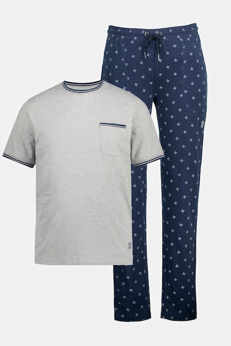 Schlafanzug, Zweiteiler, T-Shirt mit Minimal-Muster, lange Hose