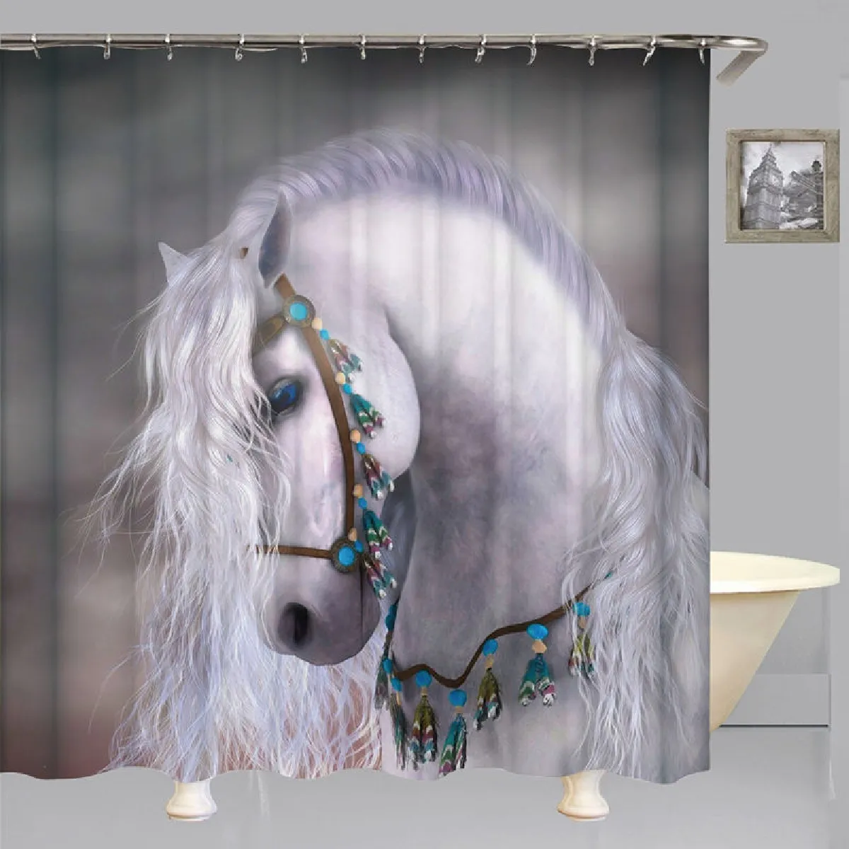 Universal Rideaux de Douche Cheval Blanc 150x180 cm