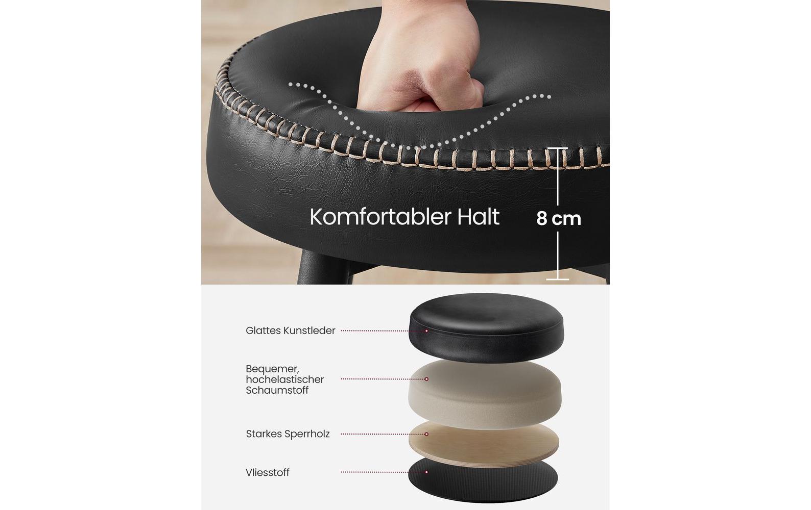 Barhocker 2 Stück 51.6 x 76.2 cm, Schwarz<br>2-er Set Barstühle