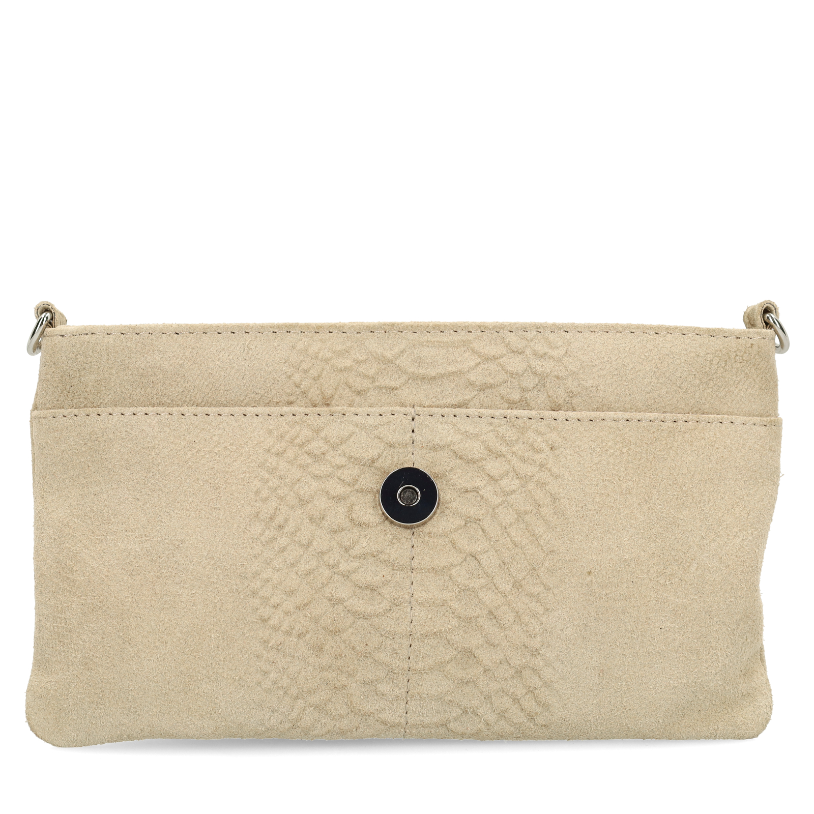 Beige suède croco clutch