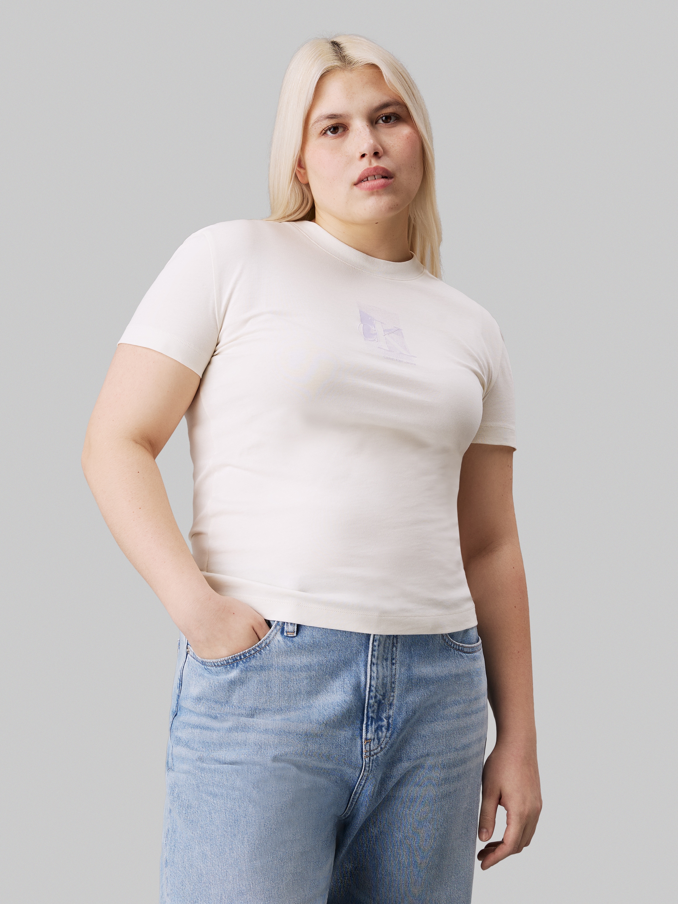 Calvin Klein Jeans Plus T-Shirt »PLUS DIFFUSED CK  REGULAR TEE«, in Grossen Grössen und mit Logomarkenlabel