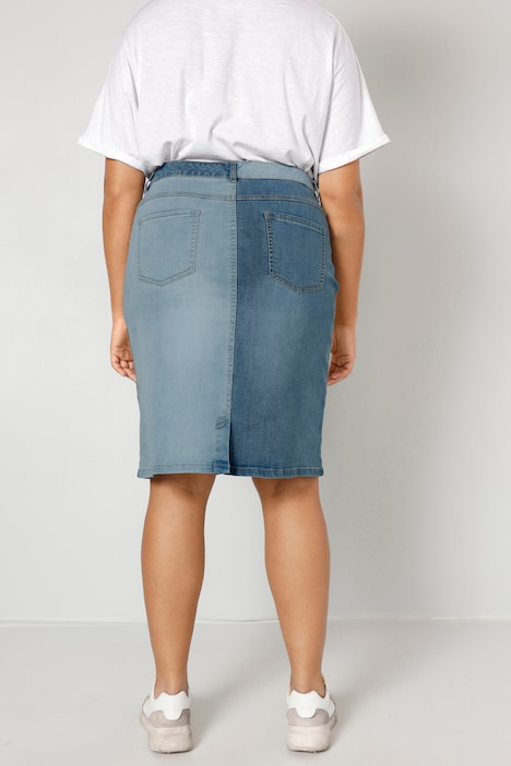 Jeansrock, Straight Fit, zweifarbig, 5-Pocket