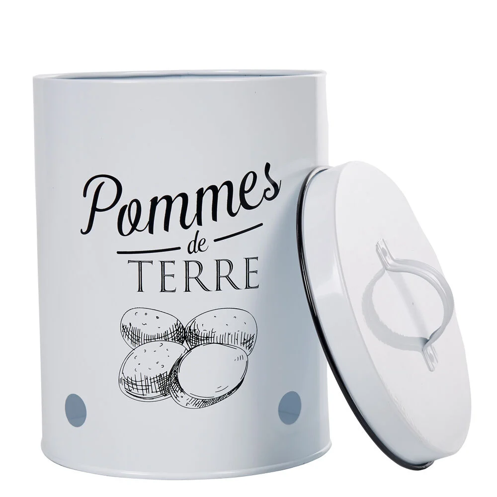 Boîte de conservation vintage en métal pour pommes de terre