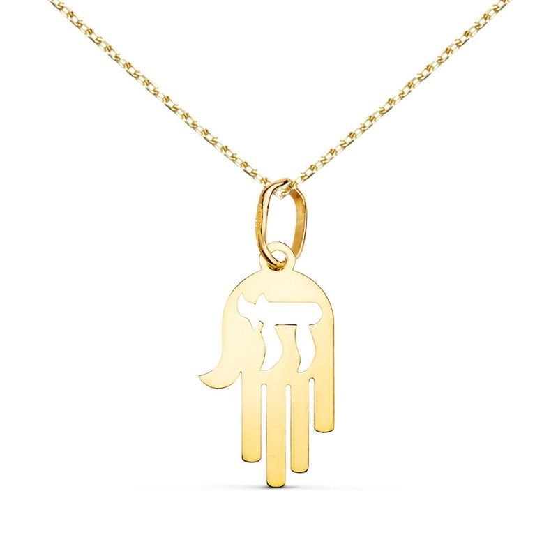 Collier - Pendentif Main de la Vie Raï Or 18 Carats 750/000 Jaune - Chaine Dorée