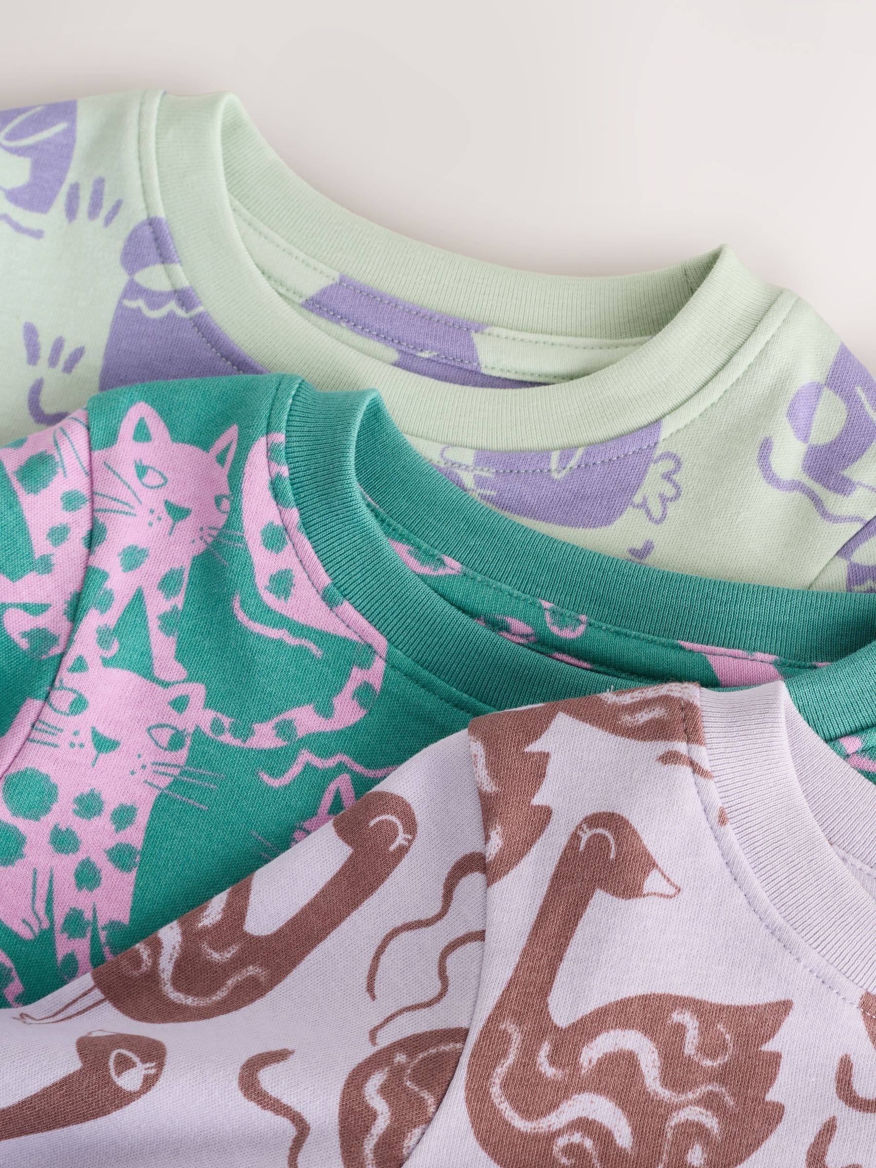 Paars/groen Stampy-personage - Set van 3 zachte pyjama's (9 mnd-12 jr)
