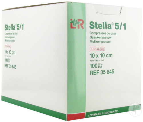 Lohmann & Rauscher Stella 5/1 Compresse De Gaze Stérile 8 Plis 10x10cm 100 Pièces (35845)