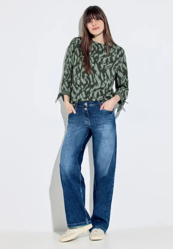 Print Mix Bluse - strong khaki