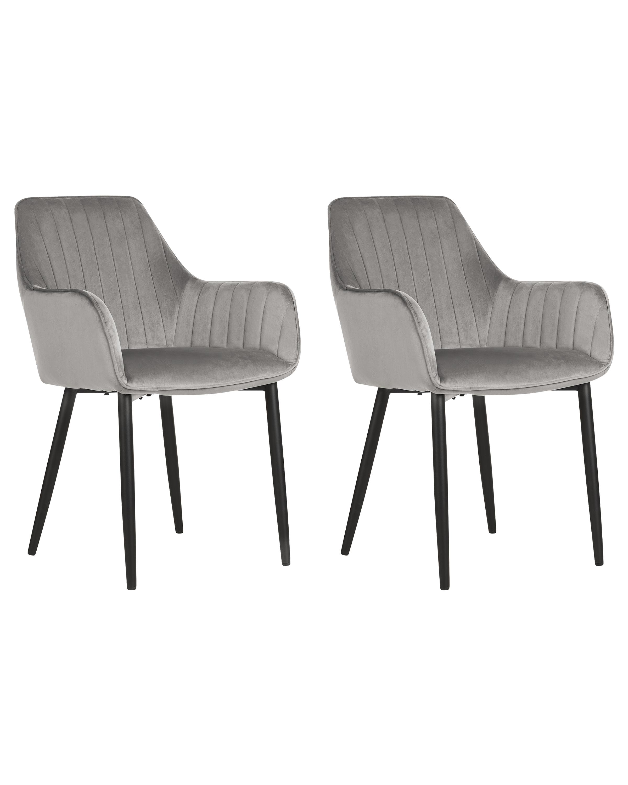 Set van 2 eetkamerstoelen WELLSTON Fluweel Donkergrijs