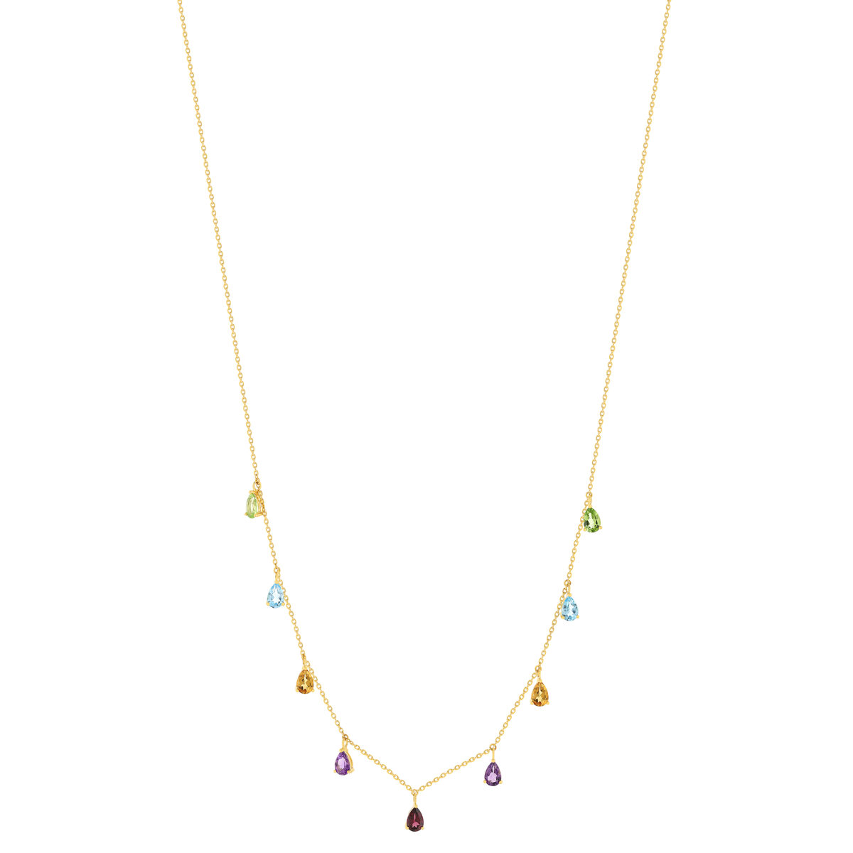 Collier or 375 jaune pierres fines et précieuses 45cm anneau de raccourcissement à 42cm