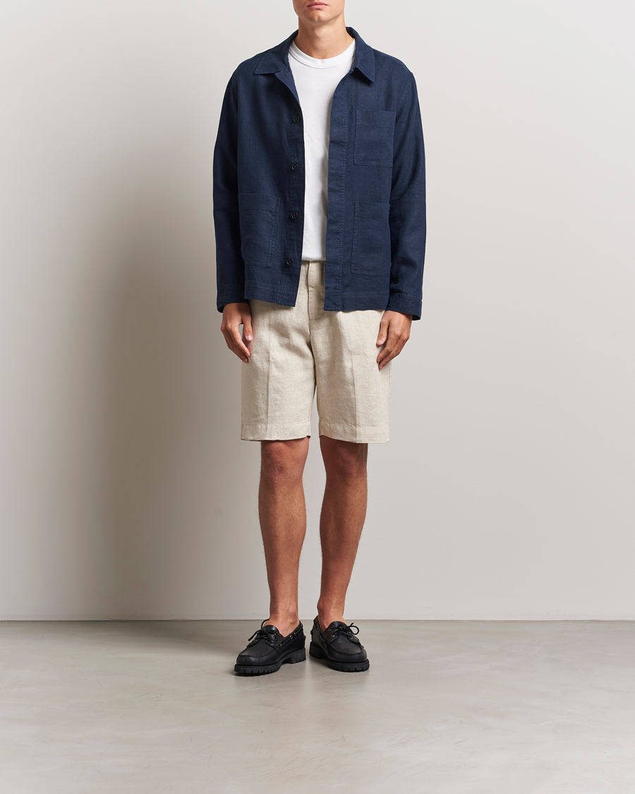 NN07 Billie Pleated Linen Drawstring Shorts Oat