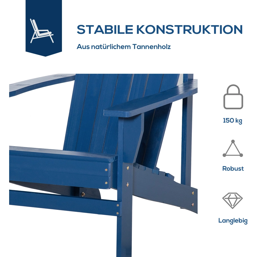 Outsunny Gartenstuhl aus Massivholz blau