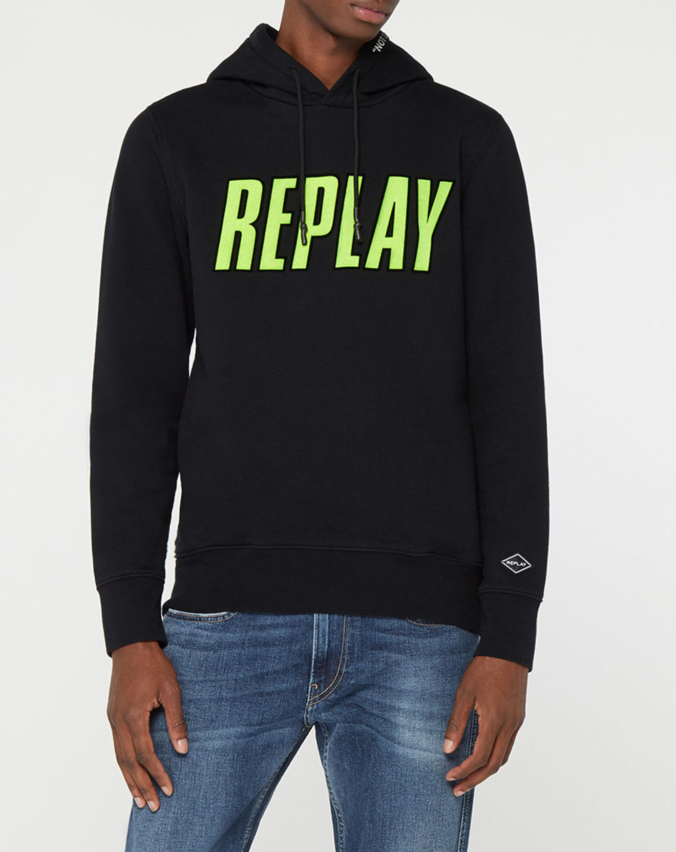Replay Sweat 100% Coton Bio Logo Central Sport noir