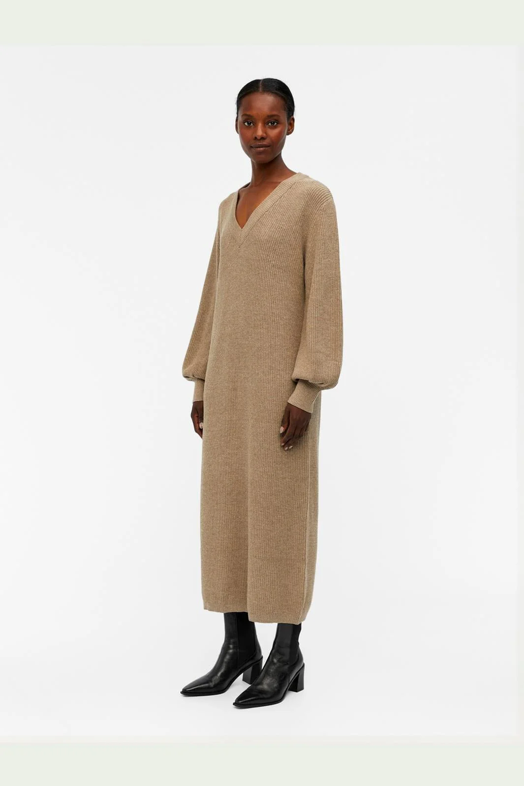 Object Objmalena L/S Knit Dress 3941896 fossil melange