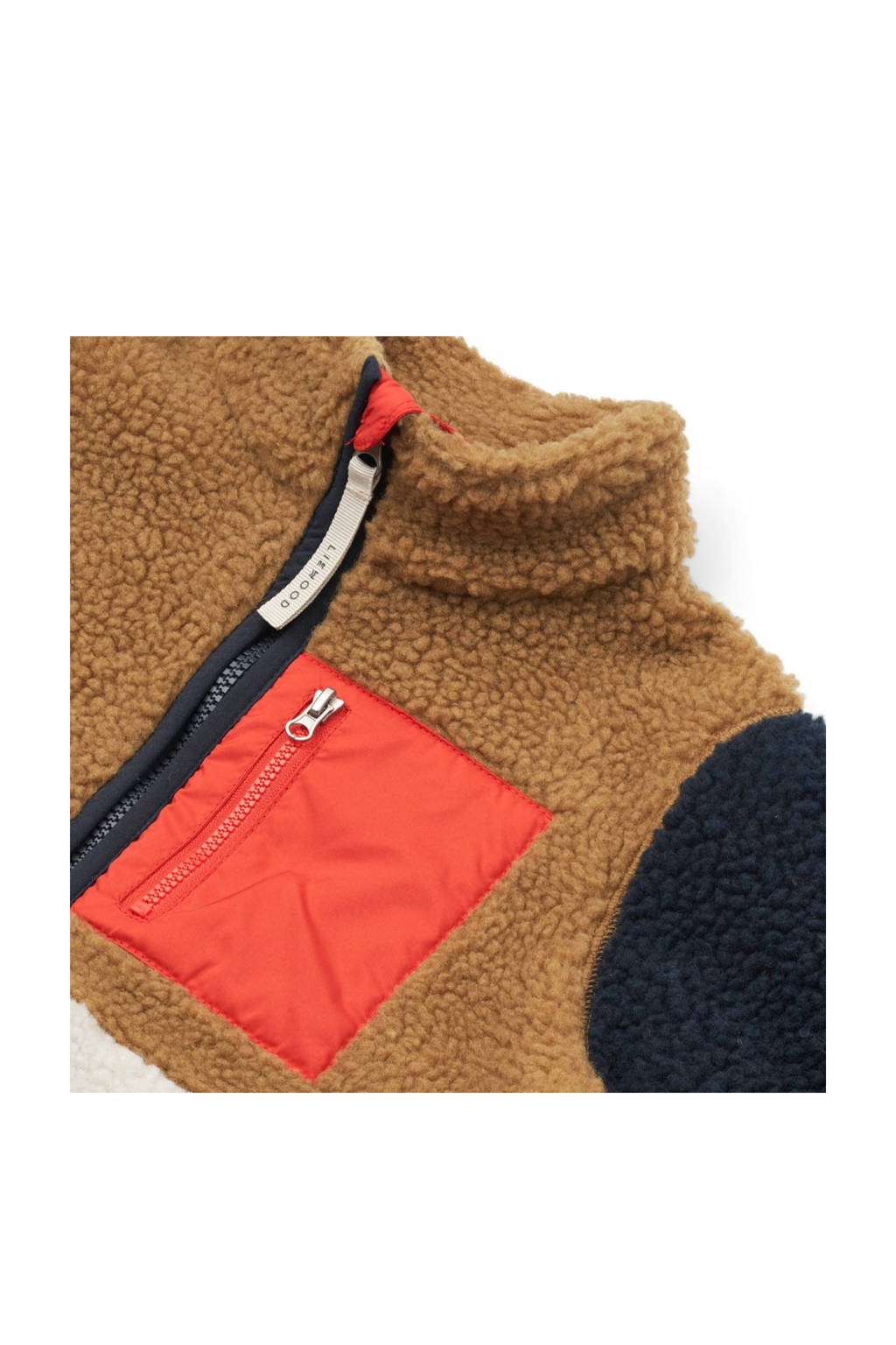 Liewood teddy tussenjas Nolan bruin/wit/blauw