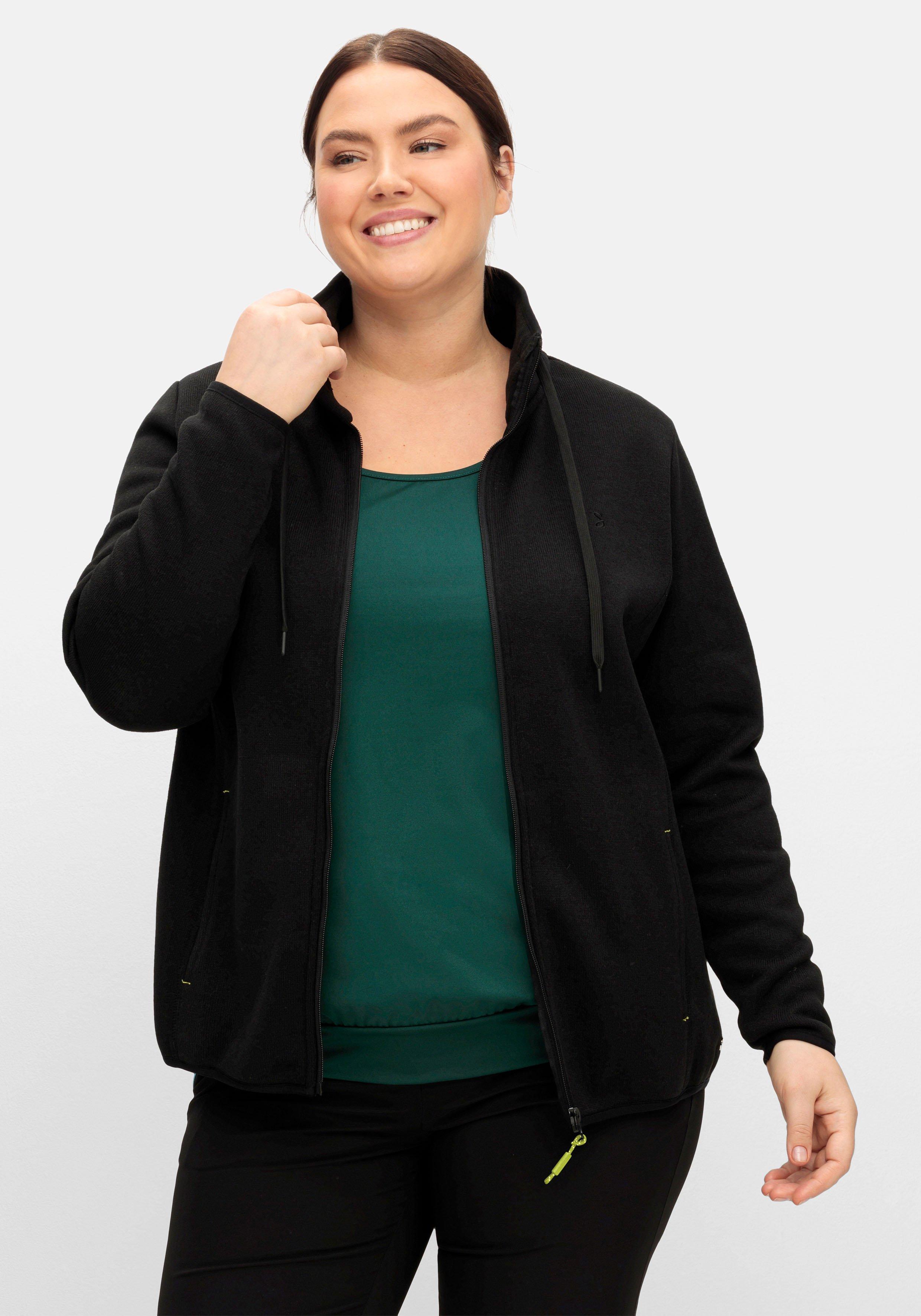 Funktionsjacke aus Strickfleece, mit Stehkragen