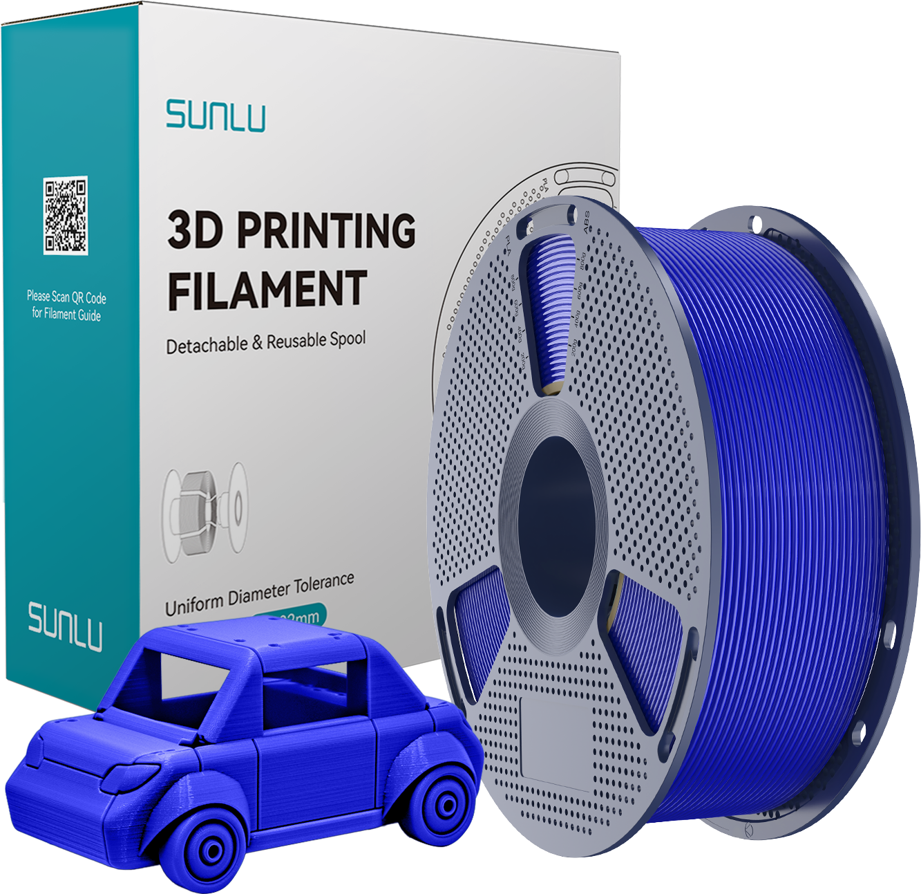 SUNLU  PETG Klein Blue, 1,75 mm / 1000 g    Zähes, leicht zu druckendes PETG Filament in Klein Blue