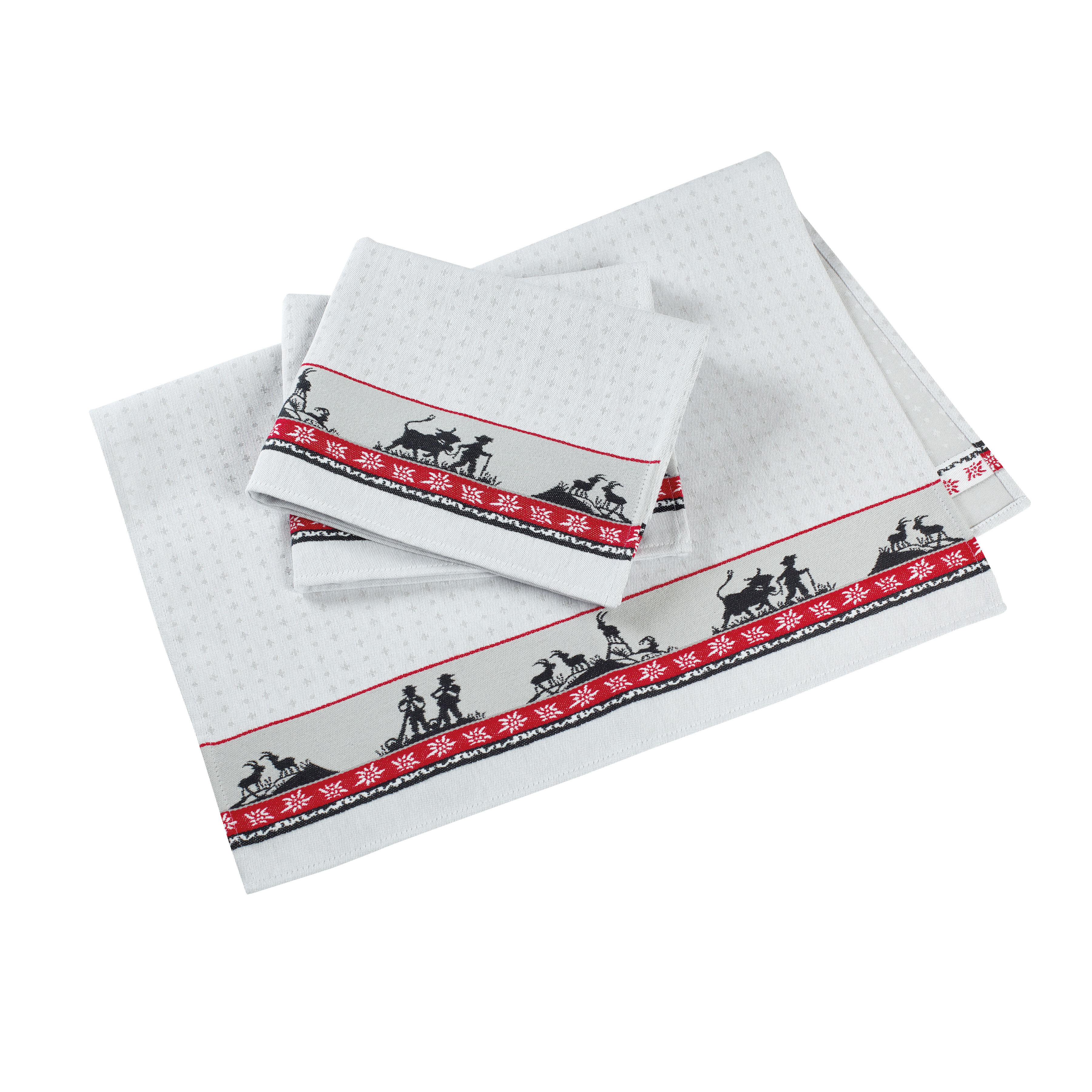 Küchentuch Jacquard mit Alpenmotiv rot-weiss